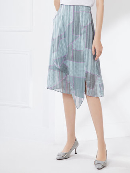 卡迪黛尔女装品牌2021秋季新款气质印花不规则半身裙女优雅时尚休闲裙子