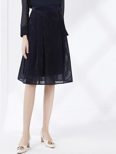 卡迪黛尔女装品牌2021秋季法式风高腰通勤A字裙清新优雅时尚半身裙