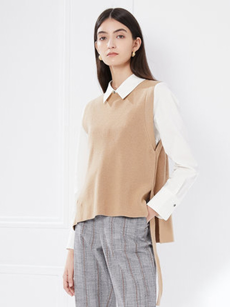 卡迪黛尔女装品牌2021秋季新款羊毛修身针织小背心复古通勤气质罩衫