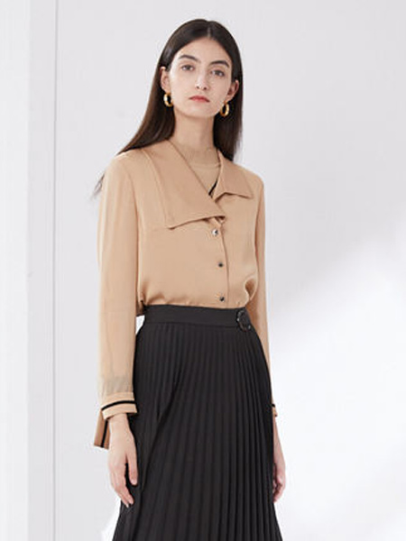 卡迪黛尔女装品牌2021秋季新款复古防晒通勤气质时尚休闲纯色长袖衬衫