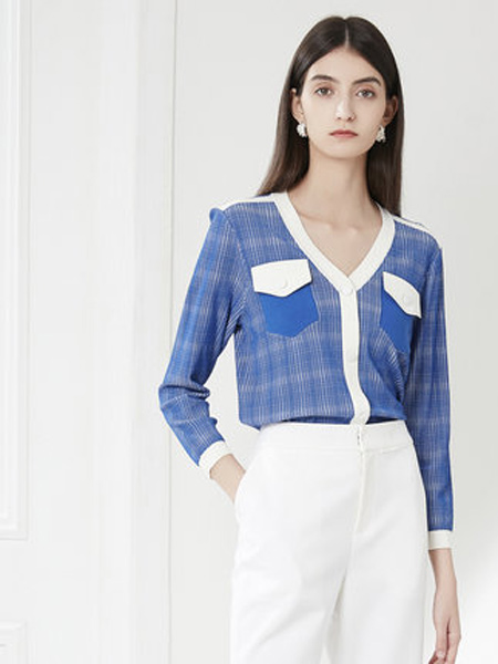 卡迪黛尔女装品牌2021秋季新款前贴袋宽松针织开衫V领防晒长袖气质时髦