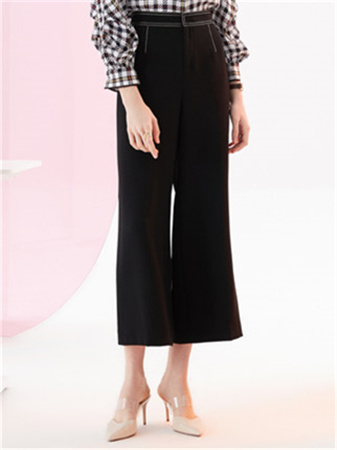卡迪黛尔女装品牌2021秋季纯色明线设计感宽松遮肉显瘦高腰休闲裤女