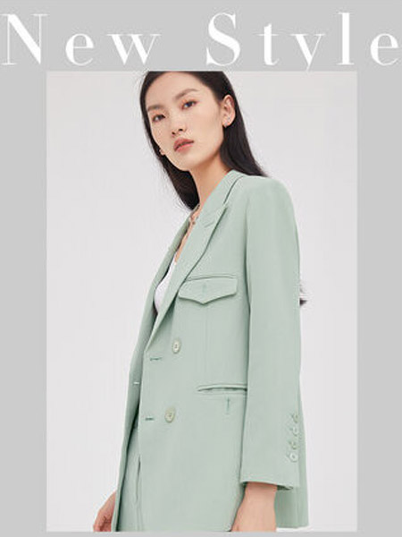 尤荷女装品牌2021秋季绿色商务外套