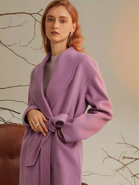 臣枫女装品牌2021秋季紫色加厚宽松外套