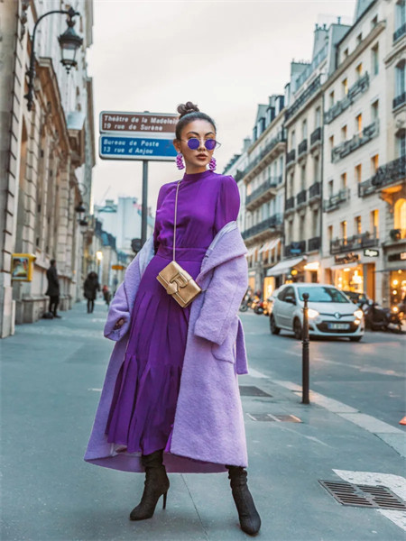 VESPER LYND女装品牌2021秋季紫色羊绒针织外套