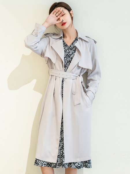 3ffusive女装品牌2021秋季纯色宽松系带风衣