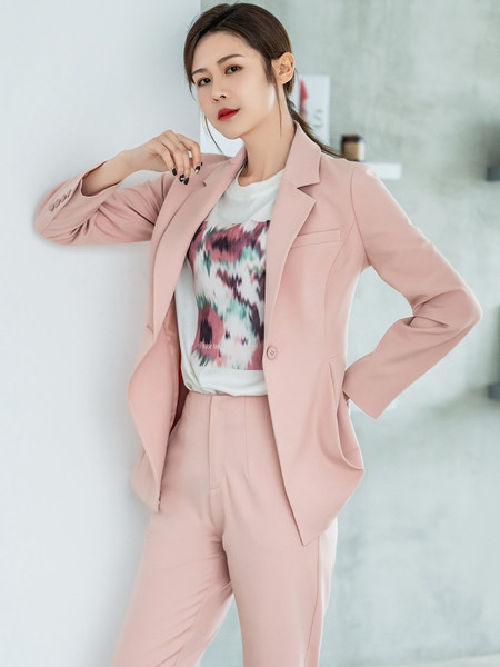 3ffusive女装品牌2021秋季韩版粉色时尚两件套