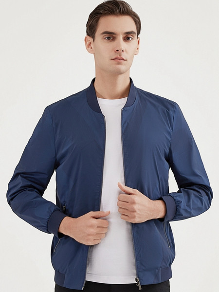 乔治邦尼男装品牌2021秋季蓝色薄款夹克外套