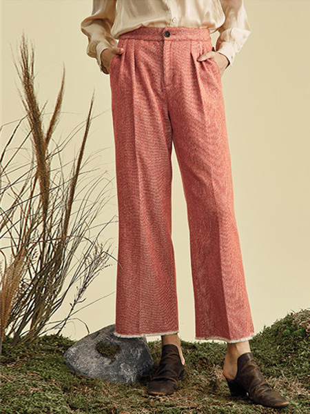 TALASA塔拉夏女装品牌2021秋季商场同款复古设计毛边西裤