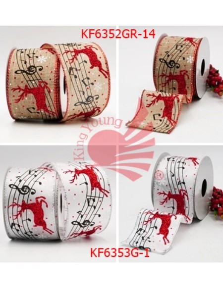 订制款-音符上的麋鹿缎带【缎带王】KF6352,KF6353