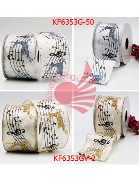 订制款-音符上的麋鹿缎带【缎带王】KF6352,KF6353