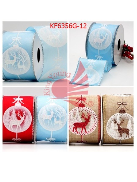 订制款-圣诞球里的麋鹿缎带【缎带王】KF6354~KF6356