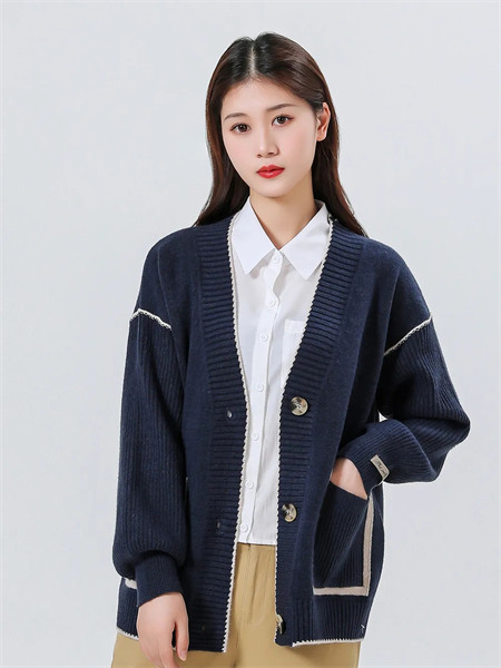 她之蝶女装品牌2021秋季纯色长袖针织外套