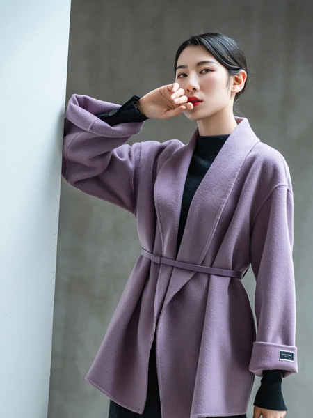 3ffusive女装品牌2021秋冬紫色翻领外套