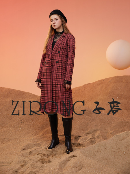 子容女装品牌2021秋冬新款红色格子外套