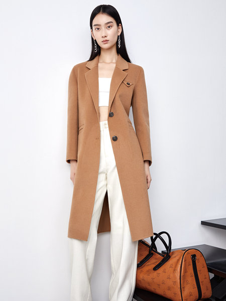 伊纳芙女装品牌2021冬季收腰显瘦经典大衣
