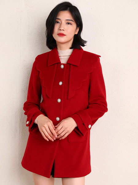 容悦女装品牌2021秋冬红色显白时尚大衣