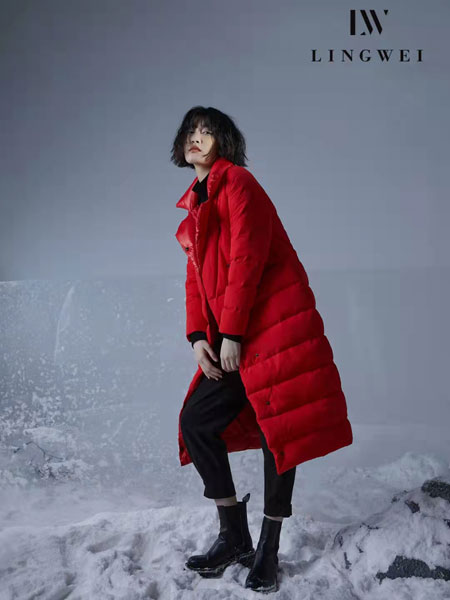 领葳女装品牌2021冬季韩版灰色大气羽绒服