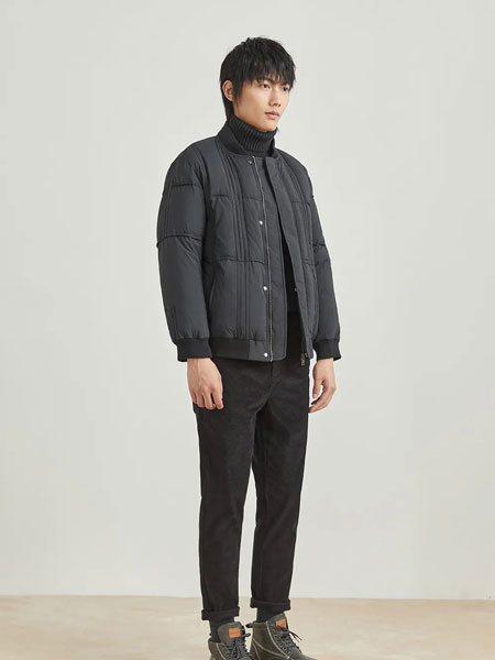 瑞弗史東男裝品牌2021冬季黑色簡約羽絨服