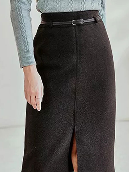 法曼斯女装品牌2021秋冬高腰系带半身裙