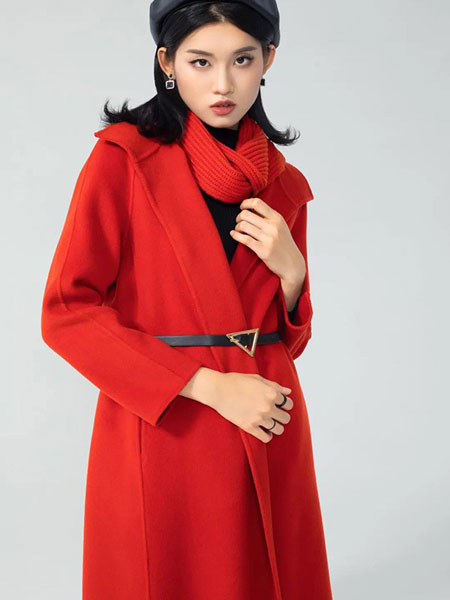 苞谷米女装品牌2021冬季红色长款显白大衣