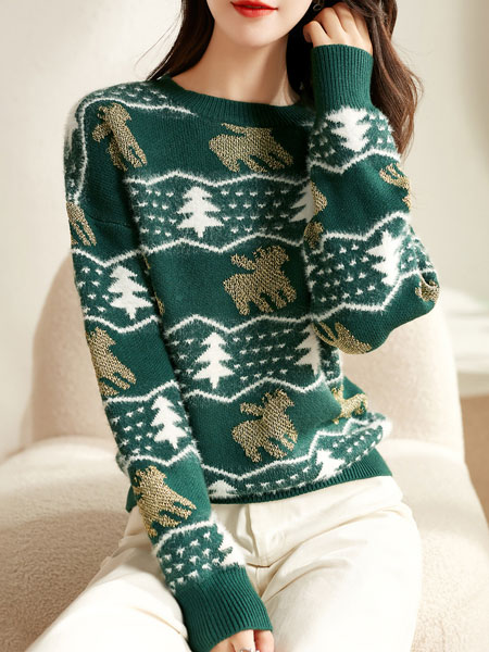 尚都比拉女装品牌2021冬季圆领时髦柔软毛衣