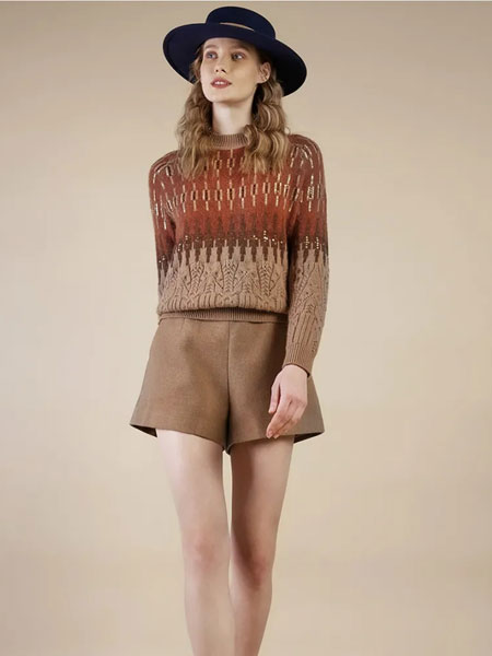 贝尔尼尼女装品牌2021冬季半高领短款复古毛衣