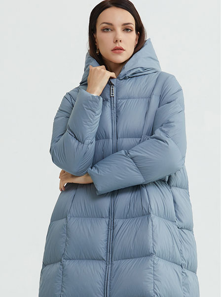 米尚女裝品牌2021冬季連帽寬松保暖羽絨服