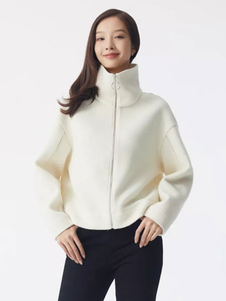 ClothScenery布景女装品牌2021冬季高领羊毛拉链短款外套