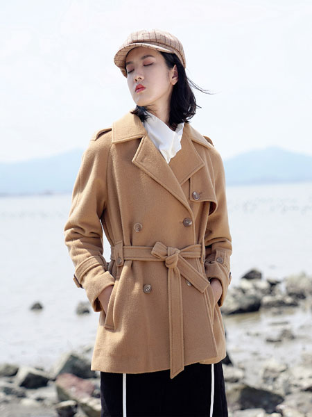 底色女装品牌2021冬季系腰带中长款韩版大衣