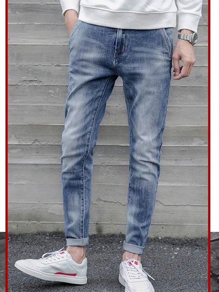 力高LIGAO休闲品牌2021冬季复古做旧牛仔裤