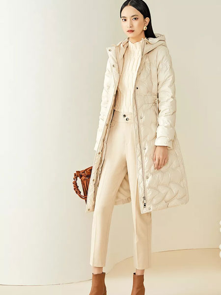 欧莎莉格女装品牌2021冬季长款优雅时髦羽绒服