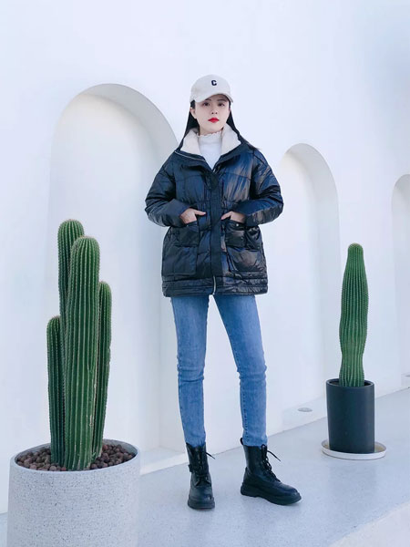 韩蔻KORIKOO女装品牌2021秋冬系腰带中长款羽绒服