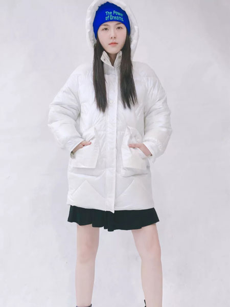 韩蔻KORIKOO女装品牌2021秋冬立领中长款修身羽绒服