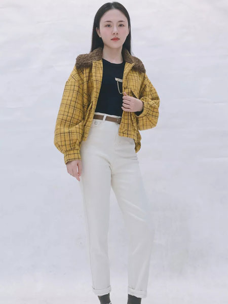 韩蔻KORIKOO女装品牌2021秋冬格纹短款韩版外套