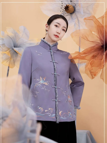 龍笛女装品牌2021冬季中国风刺绣上衣