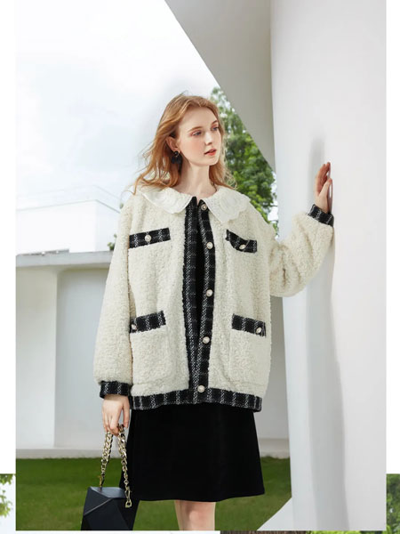 十八淑女坊女装品牌2021冬季小香风中长款气质外套