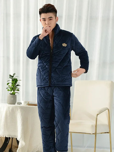 欧诗雨内衣品牌2021冬季藏蓝色时髦家居服