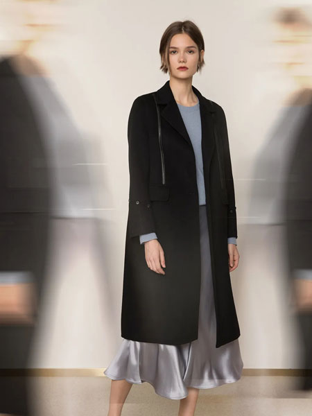 CARBAMMI卡邦尼女装品牌2021冬季翻领长款纯色大衣