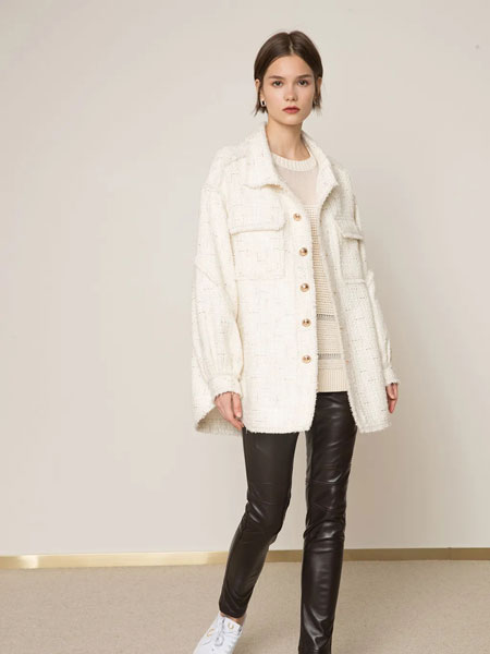 CARBAMMI卡邦尼女装品牌2021冬季小香风宽松中长款外套