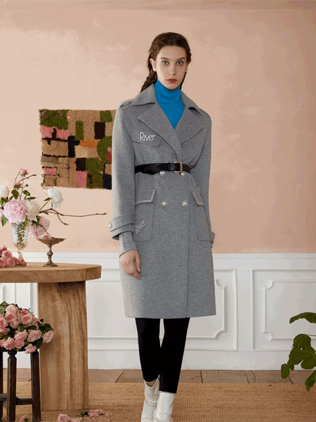 OCKKJ女装品牌2021冬季长款系腰带气质大衣