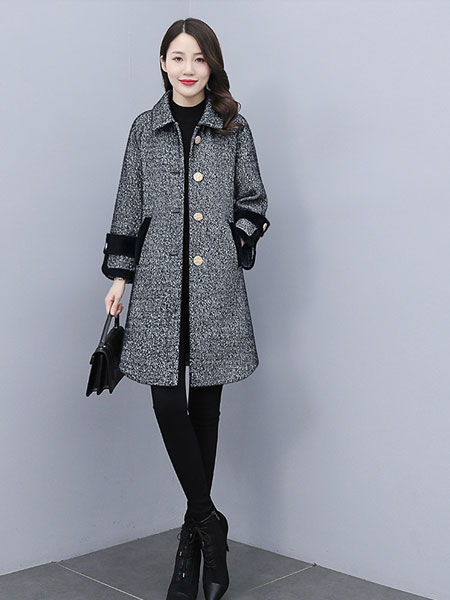 丝柏舍女装品牌2021冬季中长款小香风外套