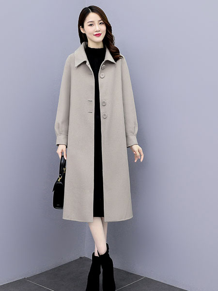 丝柏舍女装品牌2021冬季长款气质大衣