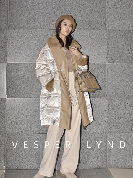 VESPER LYND女裝品牌2021冬季毛領中長款寬松韓版羽絨服