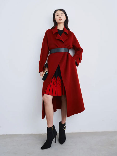古歌女装品牌2021冬季系腰带长款气质大衣