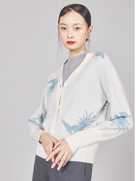 吉承女装品牌2021冬季刺绣舒适针织开衫