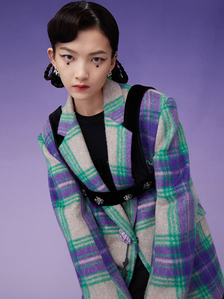 密扇女装品牌2021冬季格纹韩版舒适呢子外套