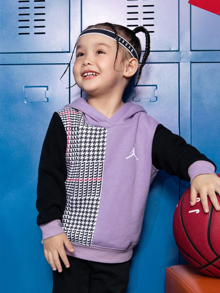 ROOKIE童装品牌2021冬季拼接紫色加绒保暖卫衣