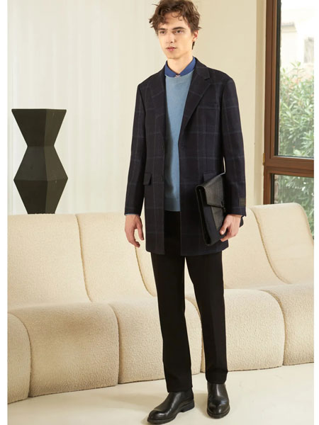 迪迪博迩男装品牌2021冬季格纹舒适西服外套