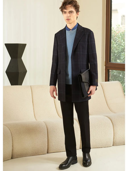 迪迪博迩男装品牌2021冬季格纹气质西服外套
